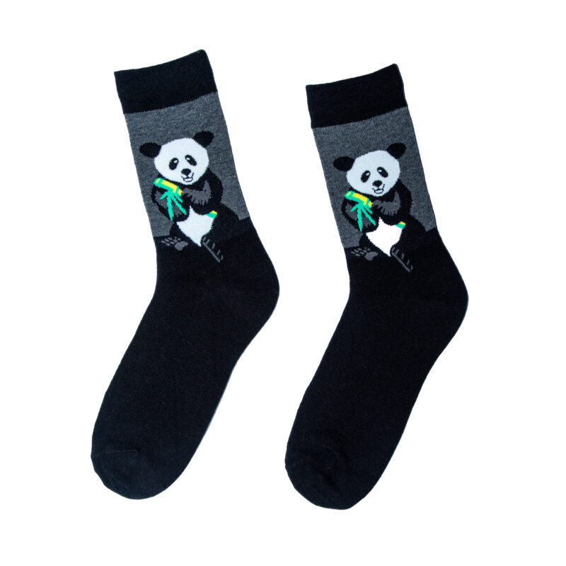 Κάλτσες με σχέδιο Panda μαύρο χρώμα. Κάλτσες με σχέδια, ξεχωριστές, αστείες, άνετες, ιδανικές για καθημερινή χρήση