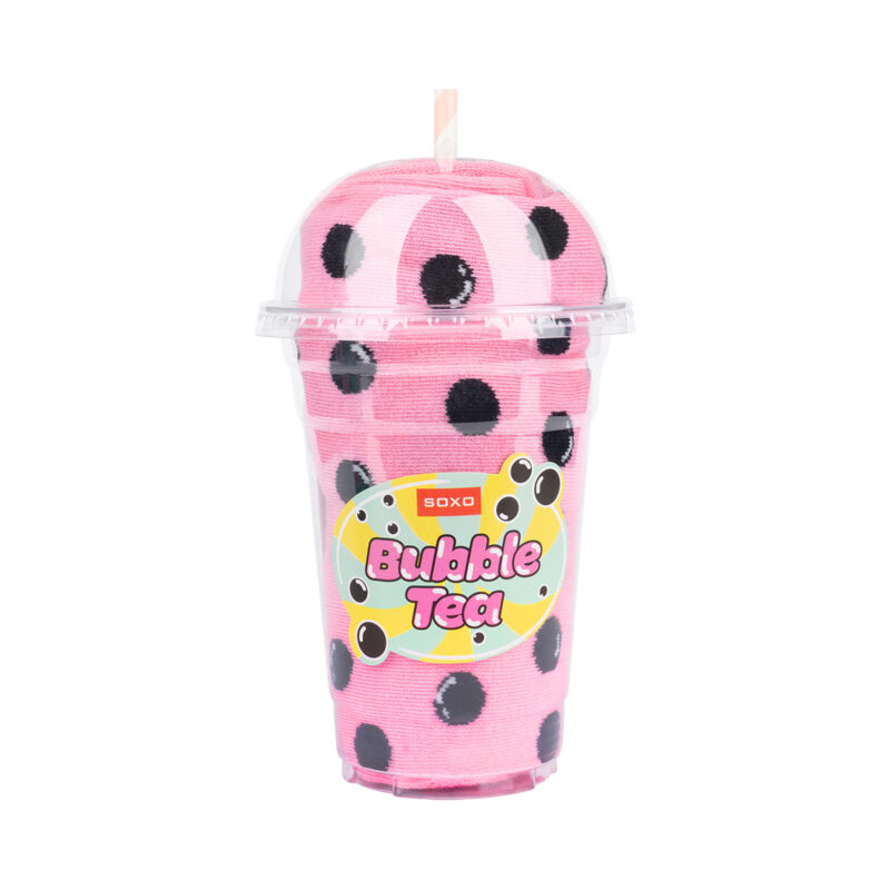Σετ 2 ζευγάρια κάλτσες bubble tea σε συσκευασία δώρου. Ροζ κάλτσες για γυναίκες ιδανικές για όλες τις περιστάσεις Mix and match