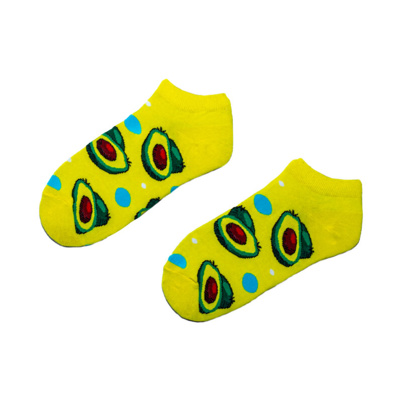 Κοντές κάλτσες avocado κίτρινες. Κάλτσες με σχέδια, ξεχωριστές, αστείες, άνετες, ιδανικές για καθημερινή χρήση.